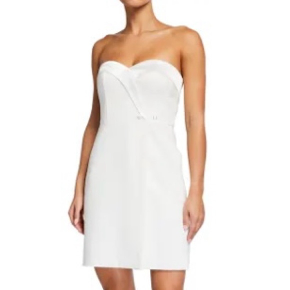 ✅ Aidan Mattox Strapless Tuxedo Sheath Dress NWOT | White, Cocktail, - Size 14